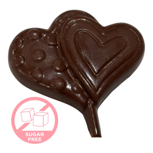Handmade 95% Sugar Free Choc Heart Lollipop - GF, NF, SF